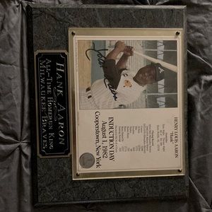 Hank Aaron HOF, autograph plaque with Field of Dreams COA